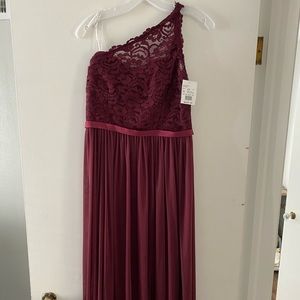 David’s Bridal - Wine - Size 8 - at one-shoulder dress.